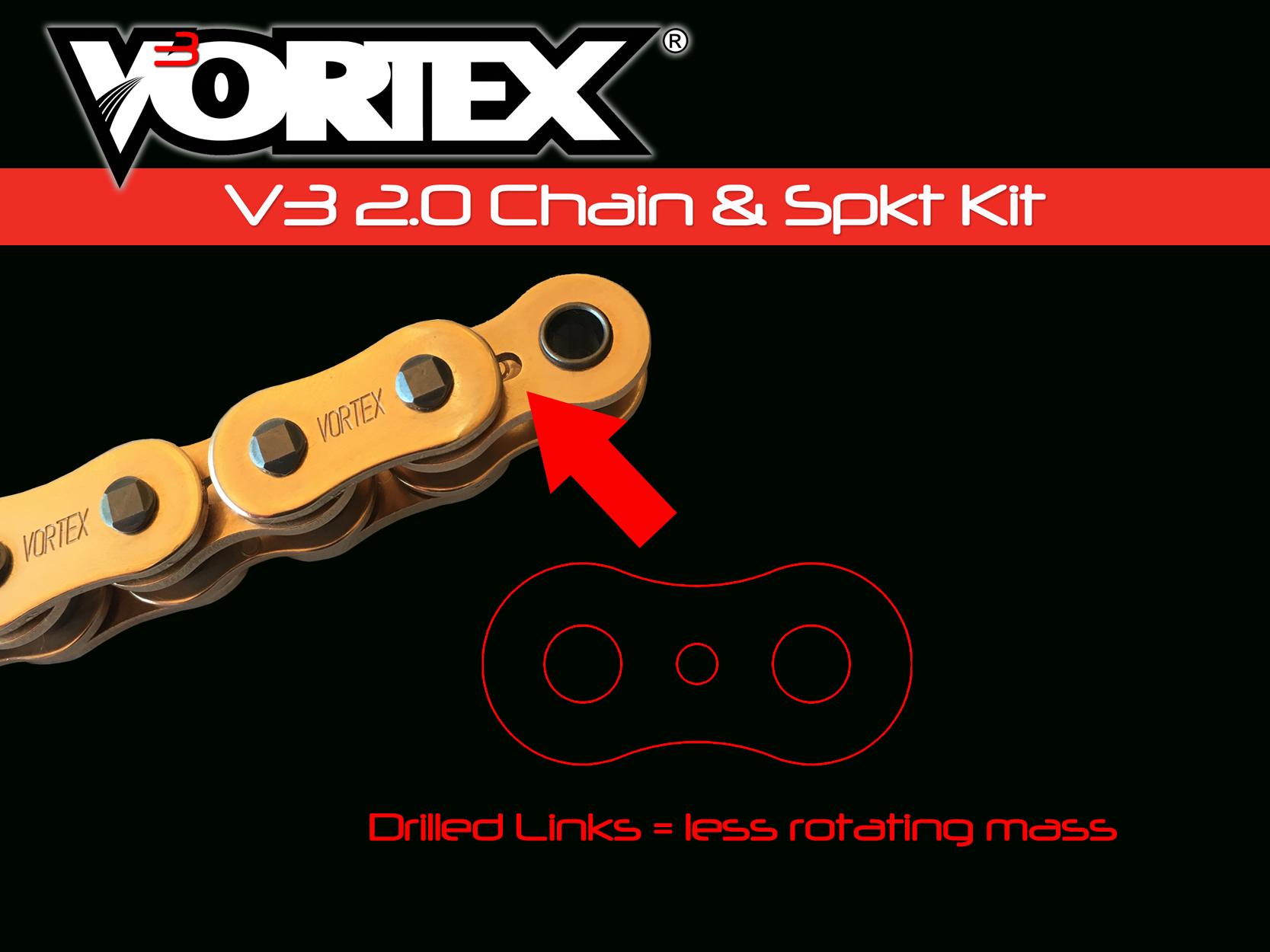 V3 Gold Chain Drilled Link